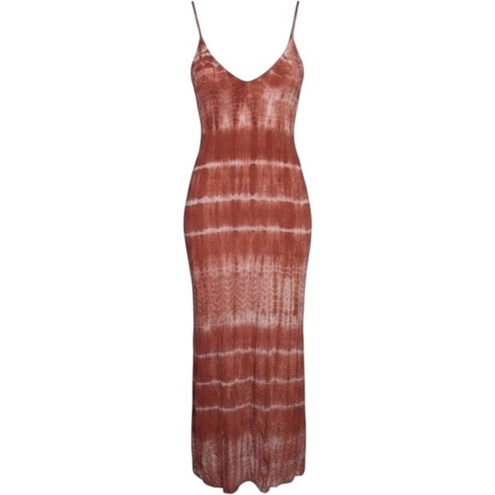 Anthropologie Bella‎ Dahl Tie Dye Maxi Dress Rust Orange Tencel Lyocell Small